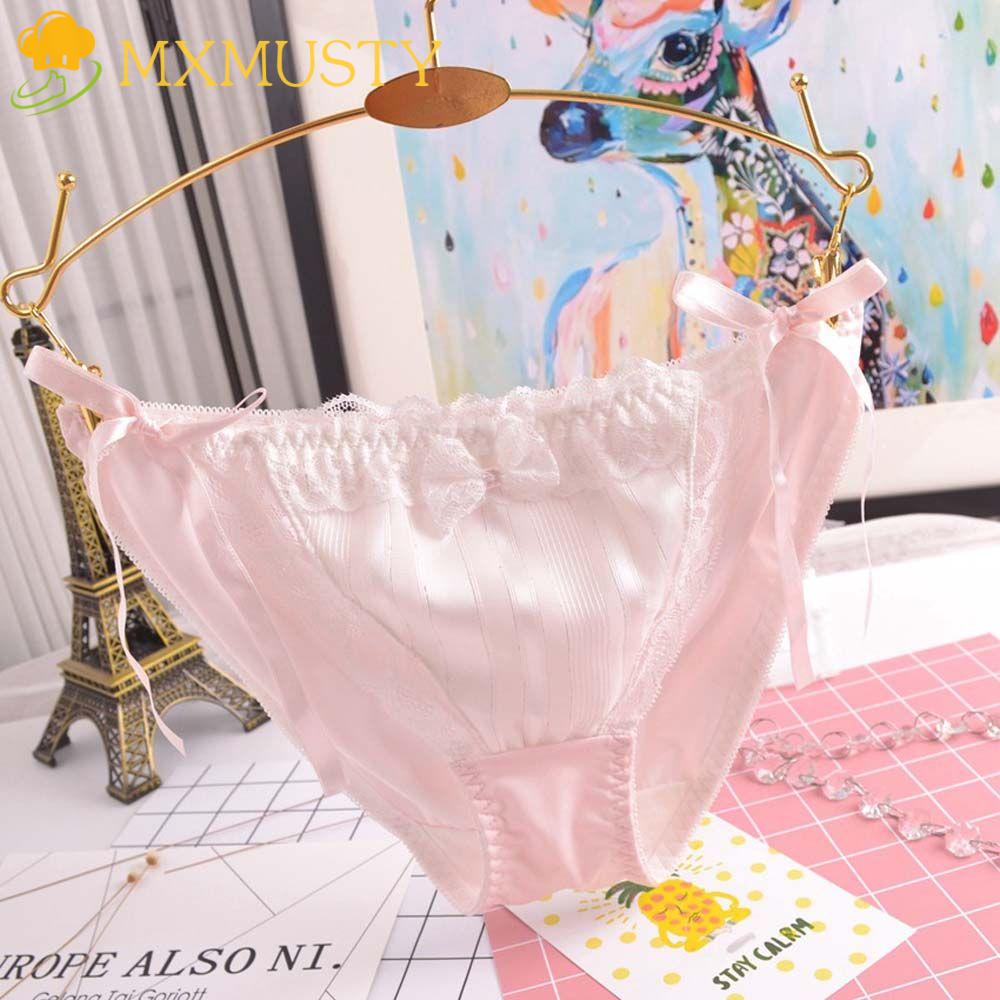 Quần Lót Tam Giác Lưng Thấp Chất Liệu Chiffon Đính Nơ Phong Cách Lolita