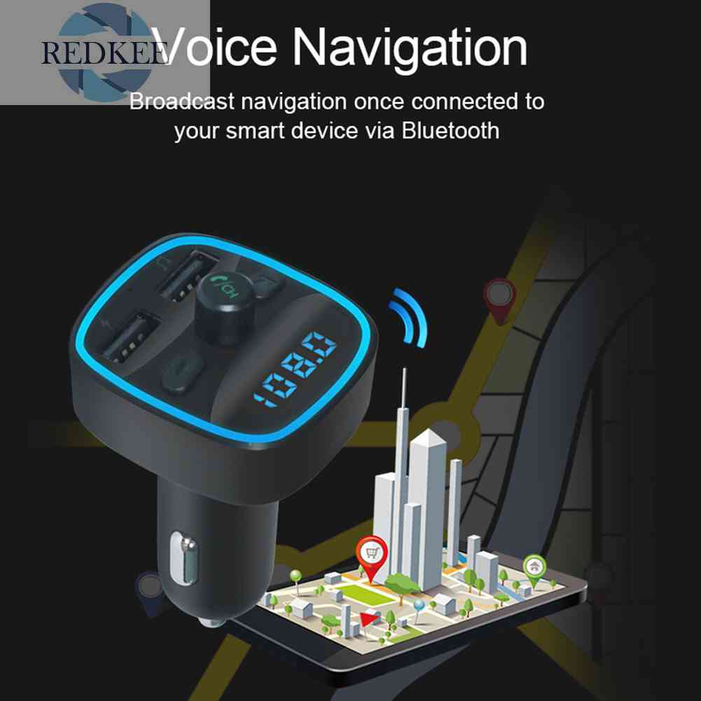 Máy Phát MP3 T25 Kết Nối Bluetooth 5.0 Kiêm Đài FM Sạc Nhanh Cổng USB Cho Xe Hơi