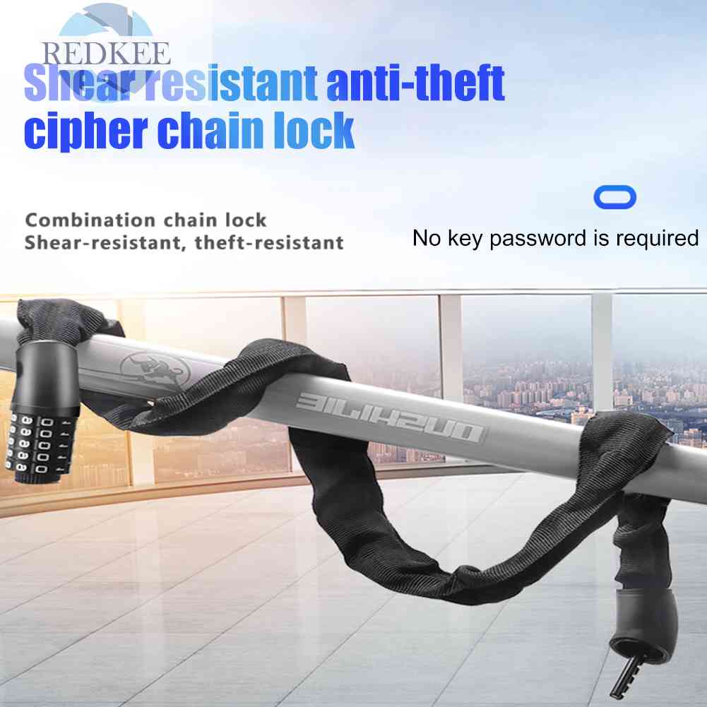 Dây Xích Khóa Xe Đạp / Xe Máy Kết Hợp Mật Khẩu 5 Chữ Số