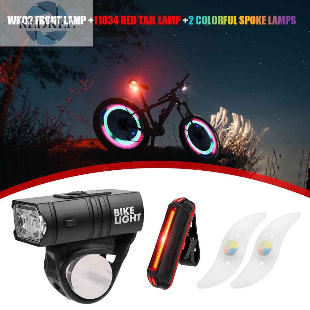 Bộ Đèn LED Cảnh Báo An Toàn Phía Trước Xe Đạp Sạc USB Chống Nước