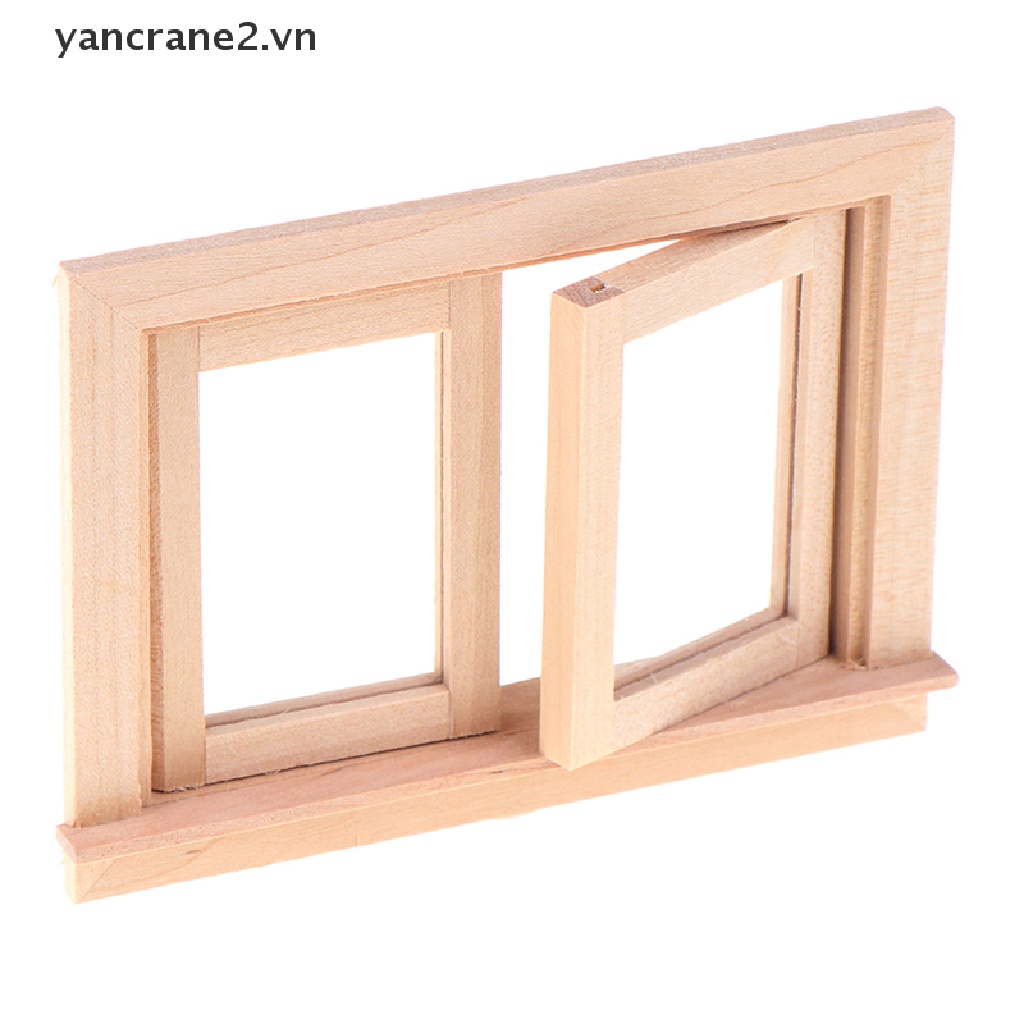 Mô Hình Cửa Sổ 2 Pane DIY Bằng Gỗ Tỉ Lệ 1 / 12 Trang Trí Nhà Búp Bê {yancrane2.vn