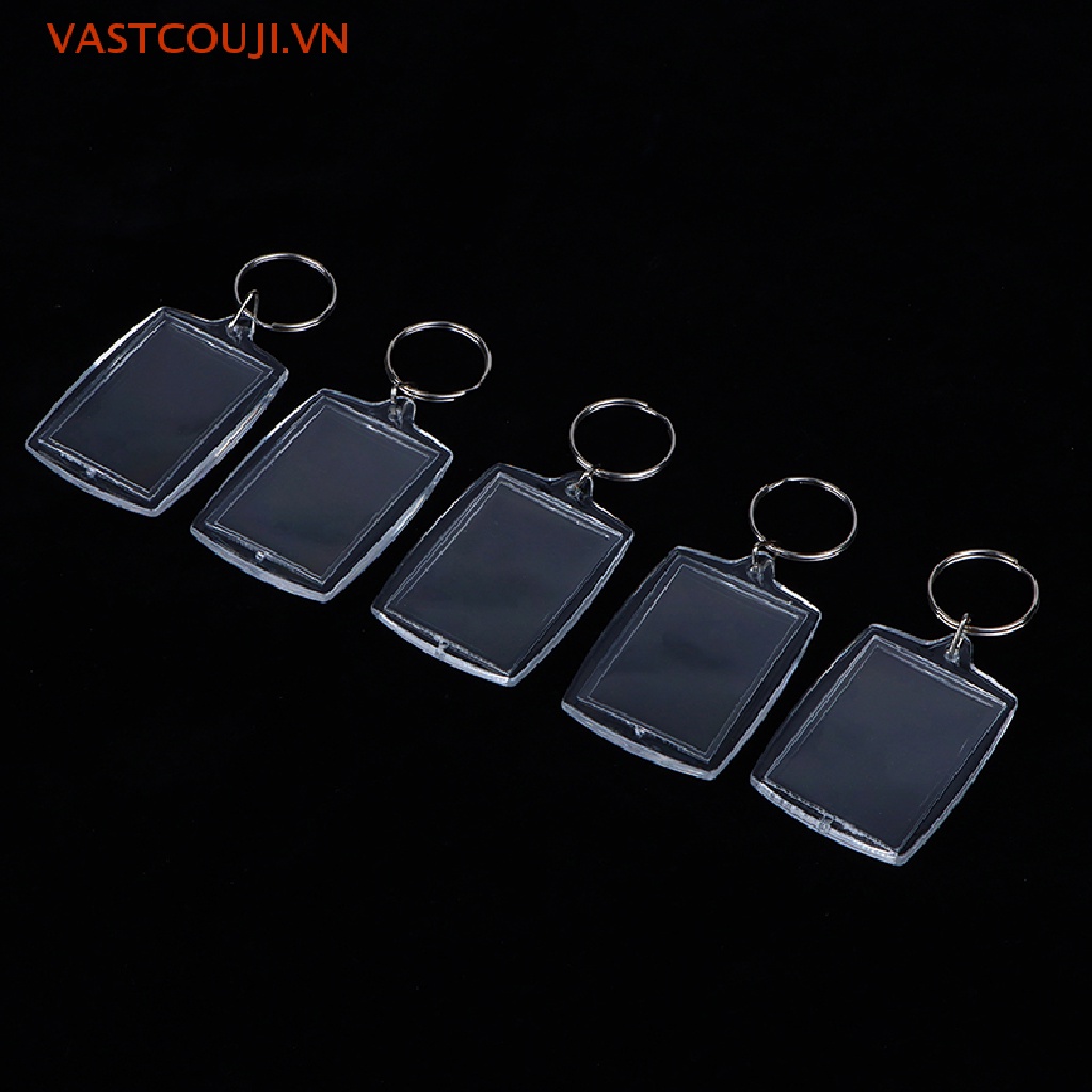 Set 100 Móc Khóa Hình Chữ Nhật Trong Suốt Bằng Acrylic