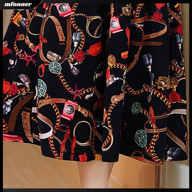 Đầm Dài Tay Cổ Tròn Họa Tiết Hoa Thời Trang Cho Nữ