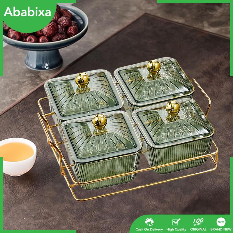 [Ababixa] Khay Phục Vụ Đựng Thức Ăn Khô / Trái Cây / Đồ Ăn Vặt Chia Ngăn Đa Năng Có Nắp Đậy Cho Nhà Ở