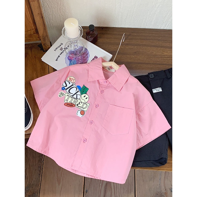 Áo Sơ Mi Cotton Mỏng Mùa Hè Tay Cộc Mẫu Mới 2023 Thời Trang Mùa Hè Cho Bé Trai