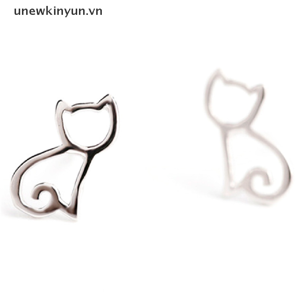 Bông Tai Bạc Hình Mèo Dễ Thương Cho Nữ