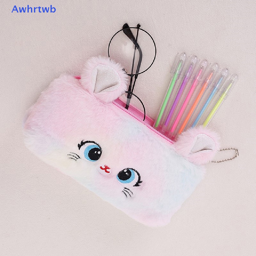 Bóp Viết Lông Nhung Hình Mèo Hoạt Hình Dễ Thương Sức Chứa Lớn Có Khóa Kéo Mới