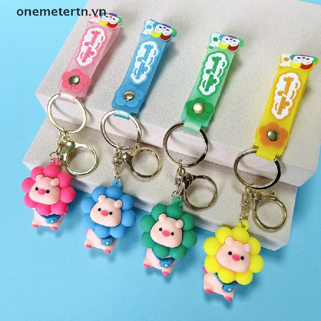 Móc Khóa Hình Heo Và Hoa Hướng Dương Dễ Thương