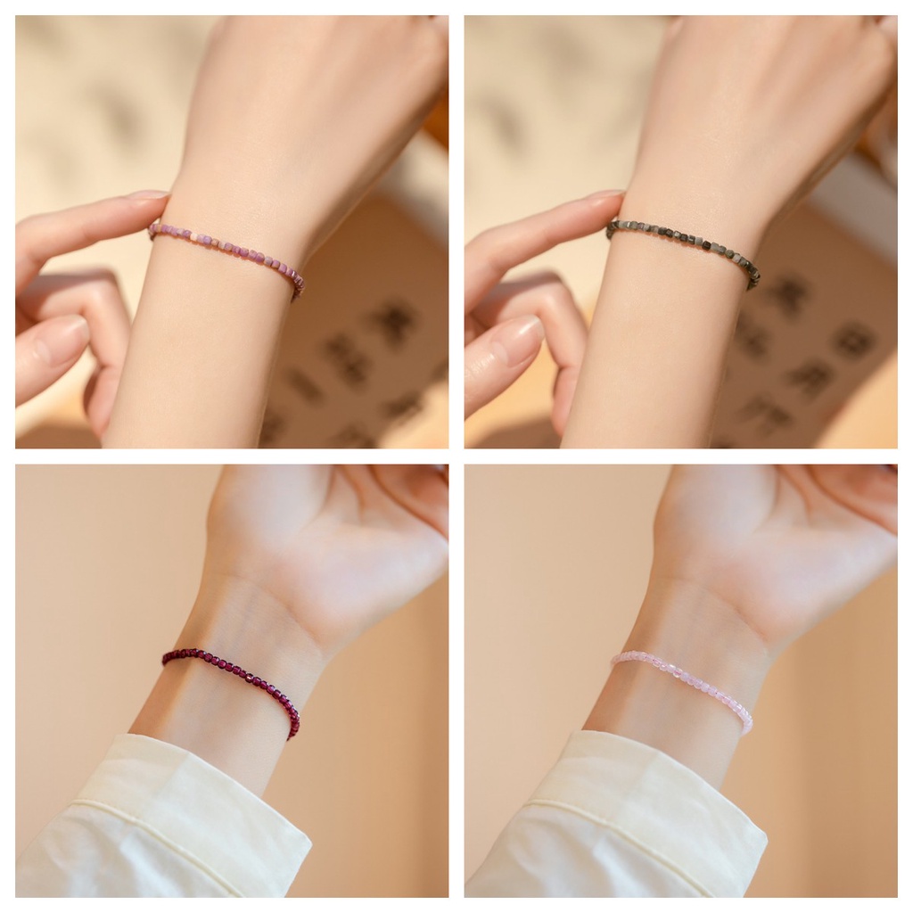 Vòng Tay Chuỗi Hạt Đá Fluorite May Mắn Đơn Giản Dành Cho Nữ