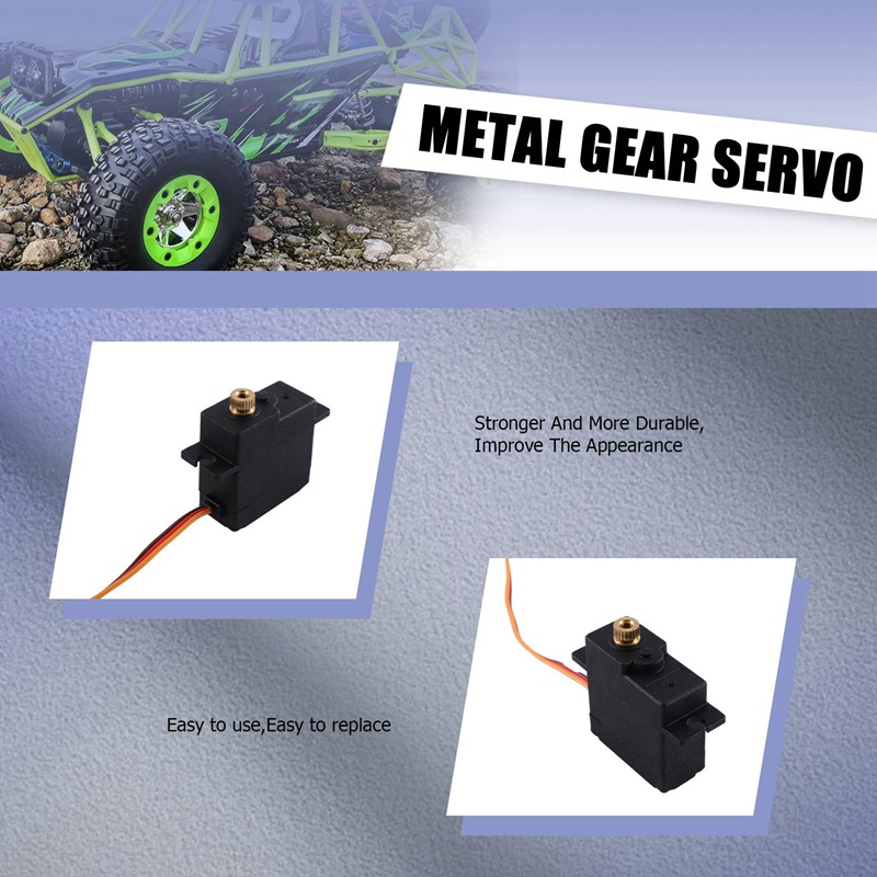 Động Cơ Servo Ba Dây Bằng Kim Loại Kèm Thanh Servo Dành Cho Wltoys 144001 124019 124018 Phụ Tùng Nâng Cấp Cho Xe Hơi Điều Khiển Từ Xa A959-B A9