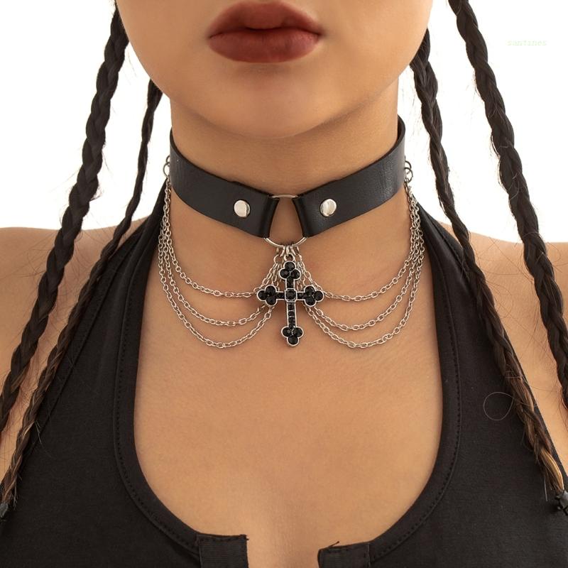Vòng Cổ Choker Phối Mặt Thánh Giá Thời Trang Cho Nữ
