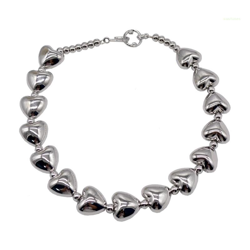 Vòng Cổ Choker Bằng Kim Loại Mặt Hình Trái Tim Phong Cách Cổ Điển Thời Trang Cho Nữ Y2k