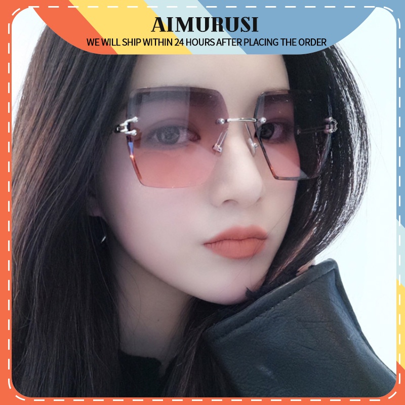 (AIMURUSI) COD Kính Râm Không Viền Kim Loại Không Viền Phong Cách Âu Mỹ Hợp Thời Trang