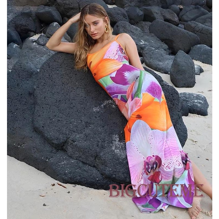 Đầm Dài Hai Dây In Hoa Thời Trang Nữ Tính