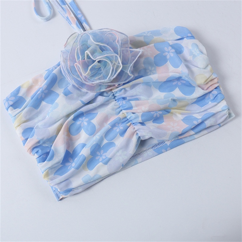 Áo Croptop Trễ Vai Phối Lưới In Họa Tiết Hoa 3D Phong Cách Vintage Thời Trang Mùa Hè Quyến Rũ Cho Nữ