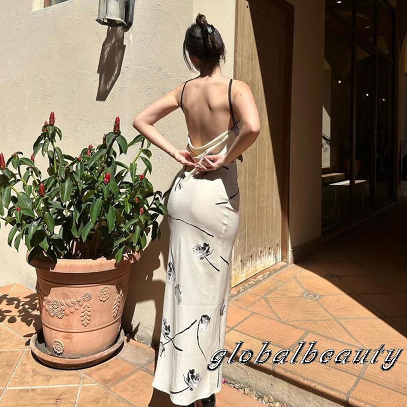 Đầm Dài Không Tay Họa Tiết Hoa Thời Trang Mùa Hè Cho Nữ