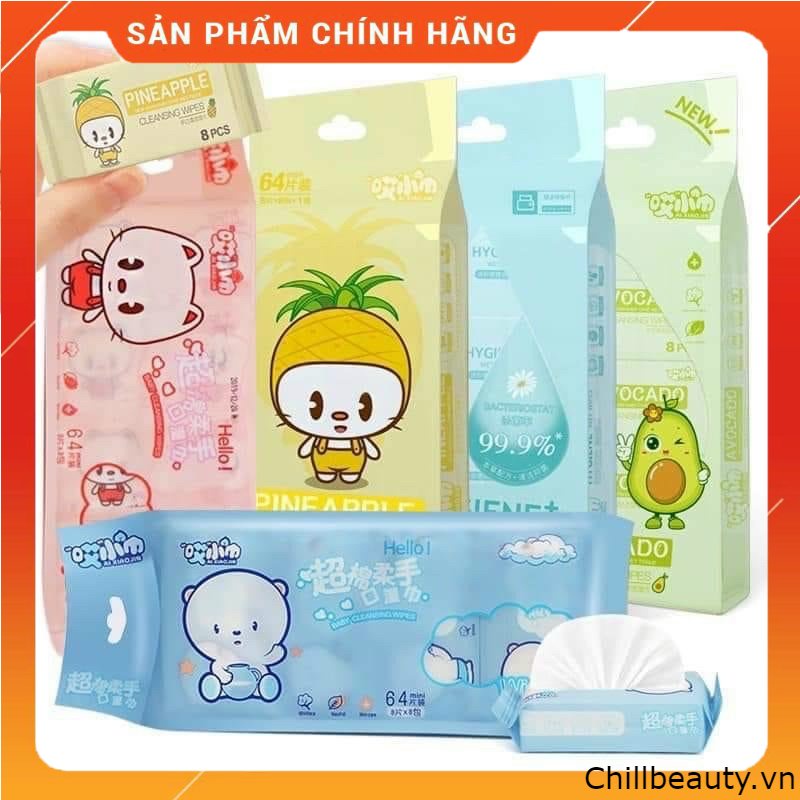 Set 8 gói  Khăn Ướt Mini Bỏ Túi Du Lịch Tiện Lợi