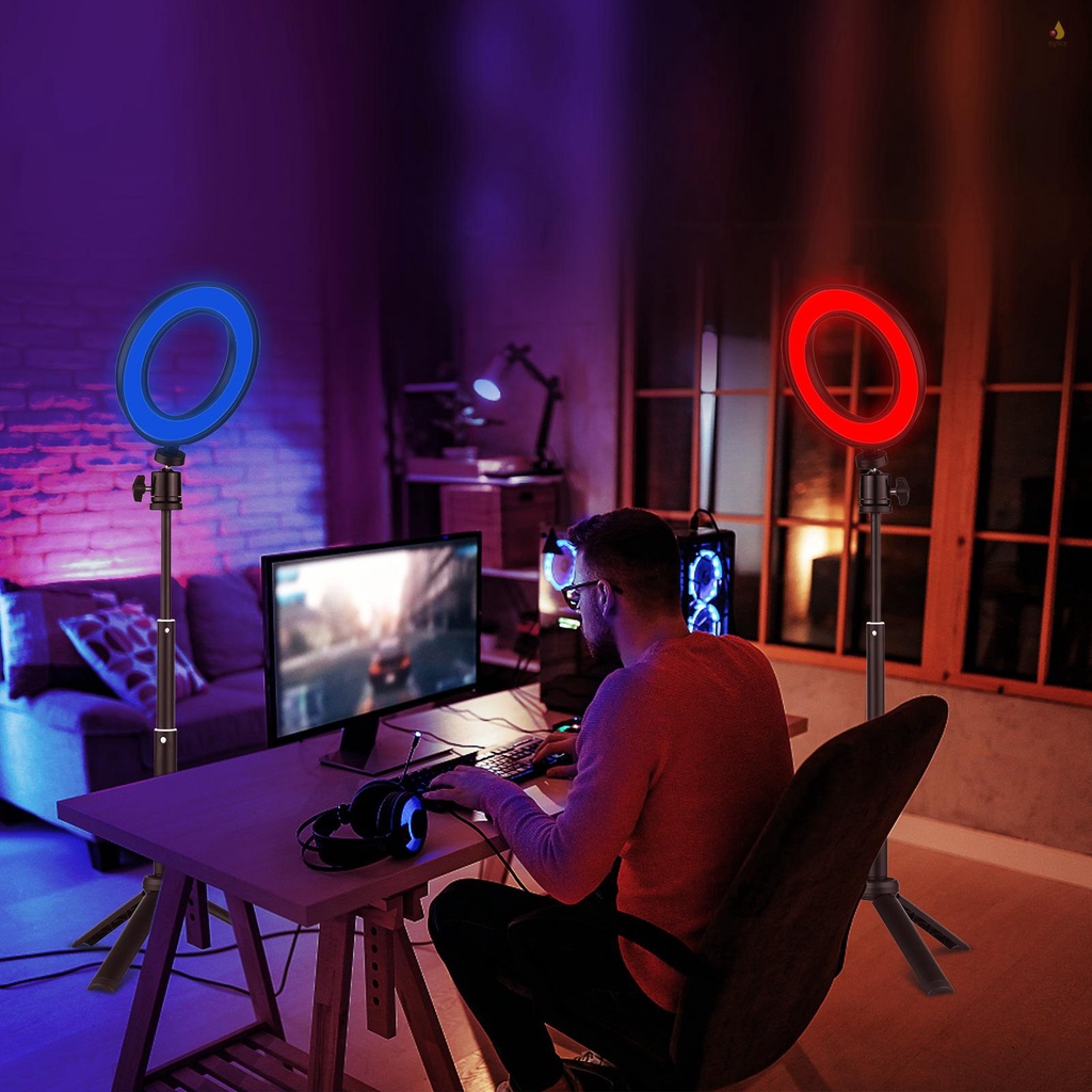 Bộ Vòng Đèn LED Andoer PH-01 6 Inch 2 * 5600K USB + 2 Giá Đỡ Ba Chân Để Bàn + 2 Bộ Lọc Màu Đầu Bi Kim Loại + 8 Màu (Đỏ / Vàng / Xanh Dương / Xanh Lá)