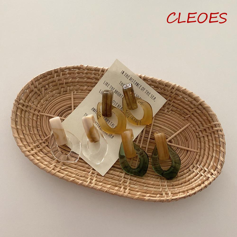 Bông Tai Acrylic Trong Suốt Hình Tròn Phong Cách Vintage Hàn Quốc Cho Nữ