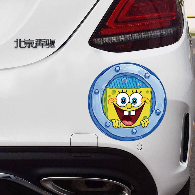 Sponge Baby Funny Car Stickers Car Head Window Fuel Tank Cover Scratch Hidden Sticker Car Cartoon Stickers Waterproof lWR4