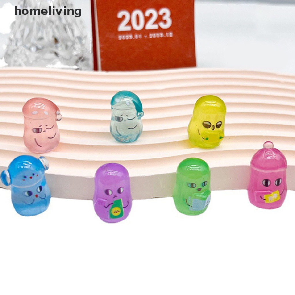 Set 2 Mô Hình Xe Hơi Hạt Đậu Đỏ Mini Bằng Nhựa Resin Dạ Quang Trang Trí Sân Vườn