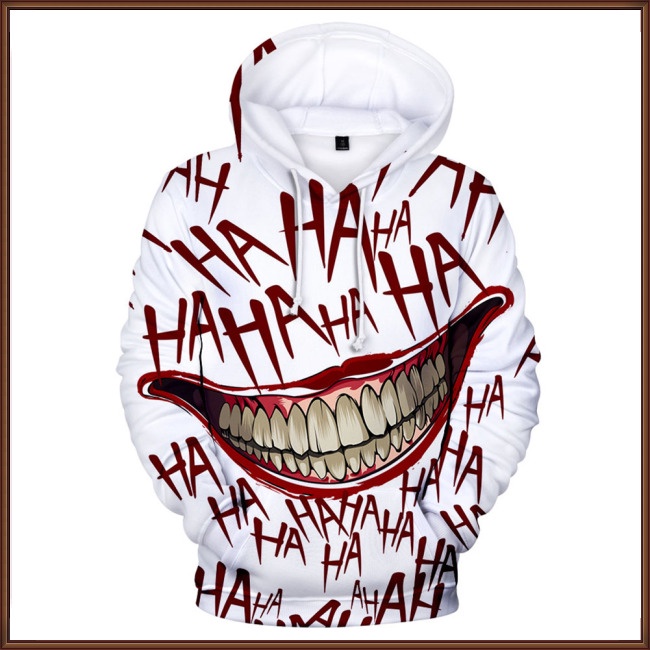 Áo Hoodie Tay Dài In Hình Chú Hề Joker 3D Thời Trang Unisex