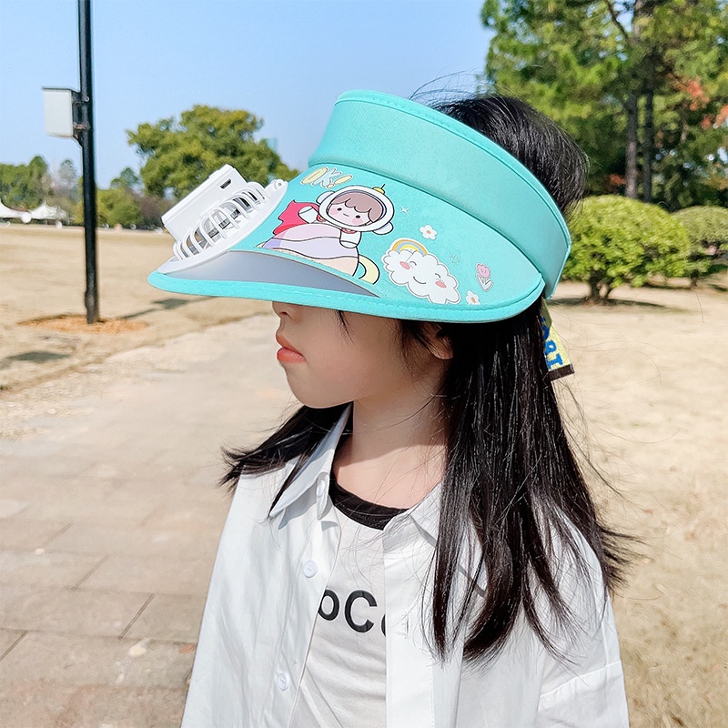 Mũ Chống Nắng Mùa Hè Phiên Bản Hàn Quốc Chống Tia Cực Tím Họa Tiết Hoạt Hình Có Cổng Sạc USB