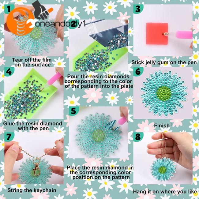 Set 12 Móc Khóa Hình Hoa Hướng Dương Đính Đá Xinh Xắn