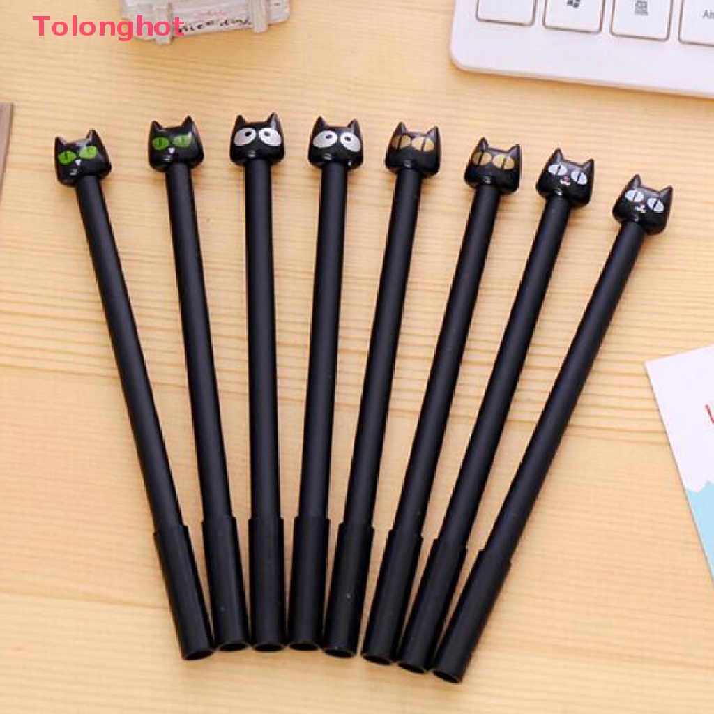 Set 4 Bút Mực Gel Ngòi 0.5mm Hình Mèo Đen Đáng Yêu