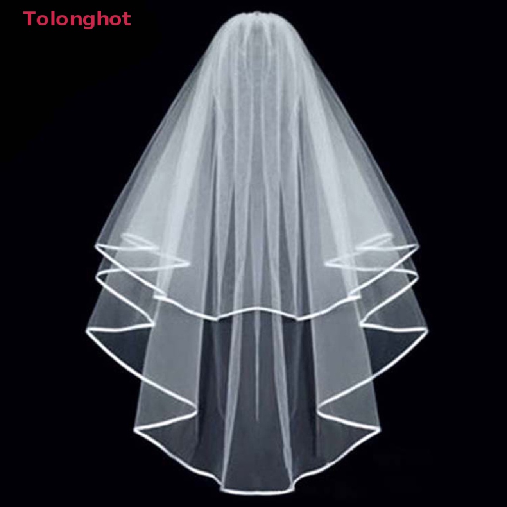 Mạng Che Mặt Vải Tuyn Hai Lớp Kèm Lược Màu Trắng Cho Cô Dâu