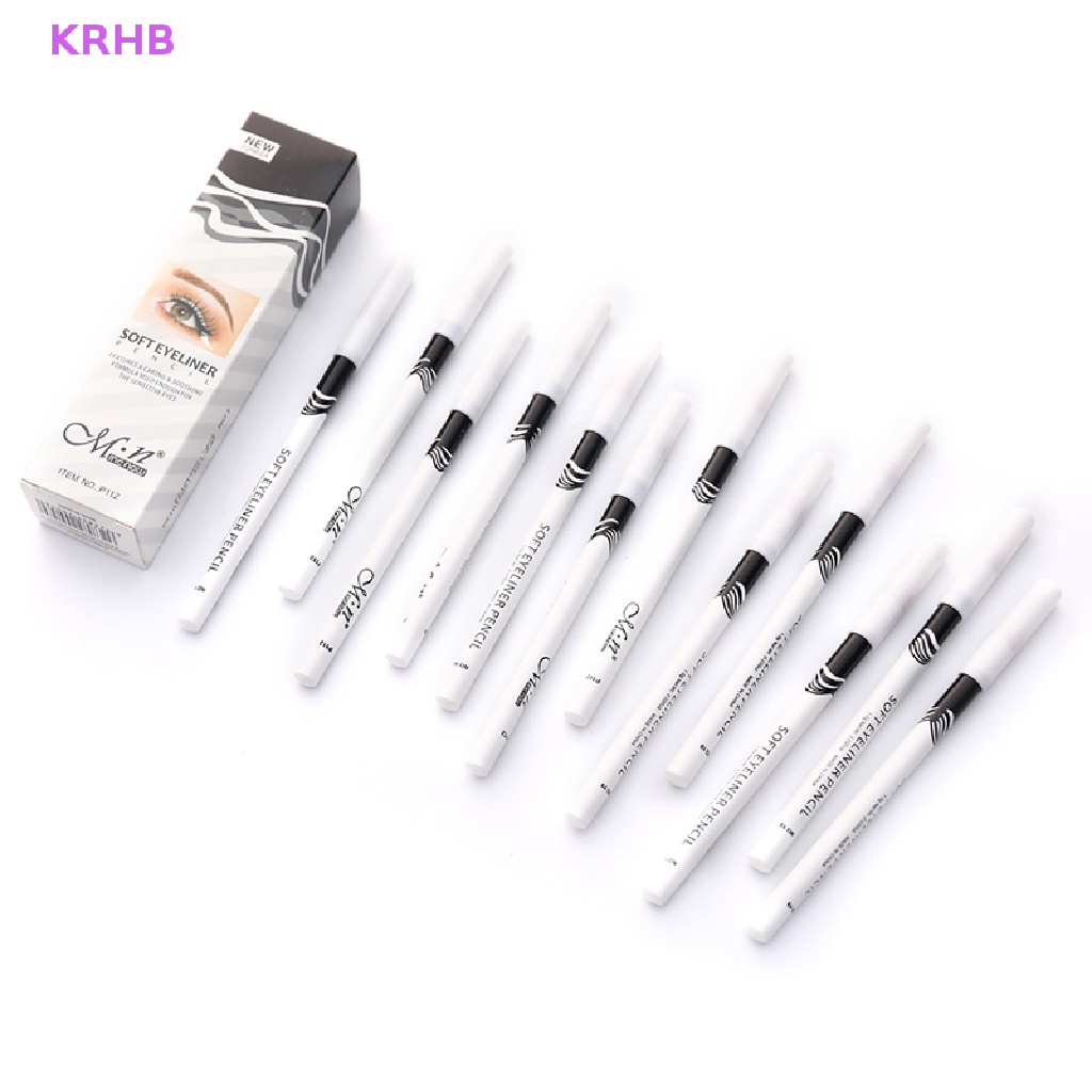 Set 12 Bút Kẻ Mắt Màu Trắng Mềm Mượt Chống Thấm Nước Độc Đáo