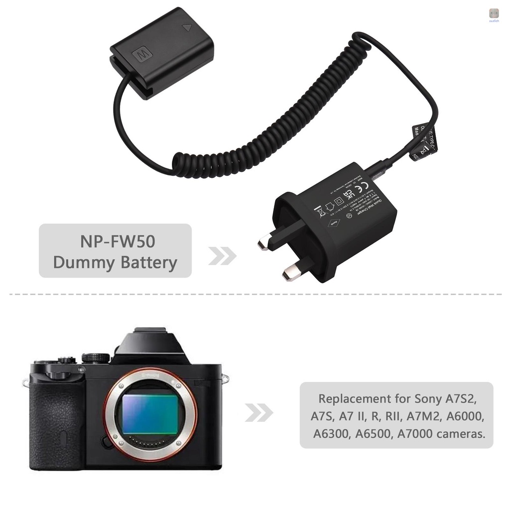 Đầu Nối Pin Andoer Type-C NP-FW50 20W PD Cho Pin A7S2 A7S A7 II R RII A7M2 A6000 A6300 A6500 A7000