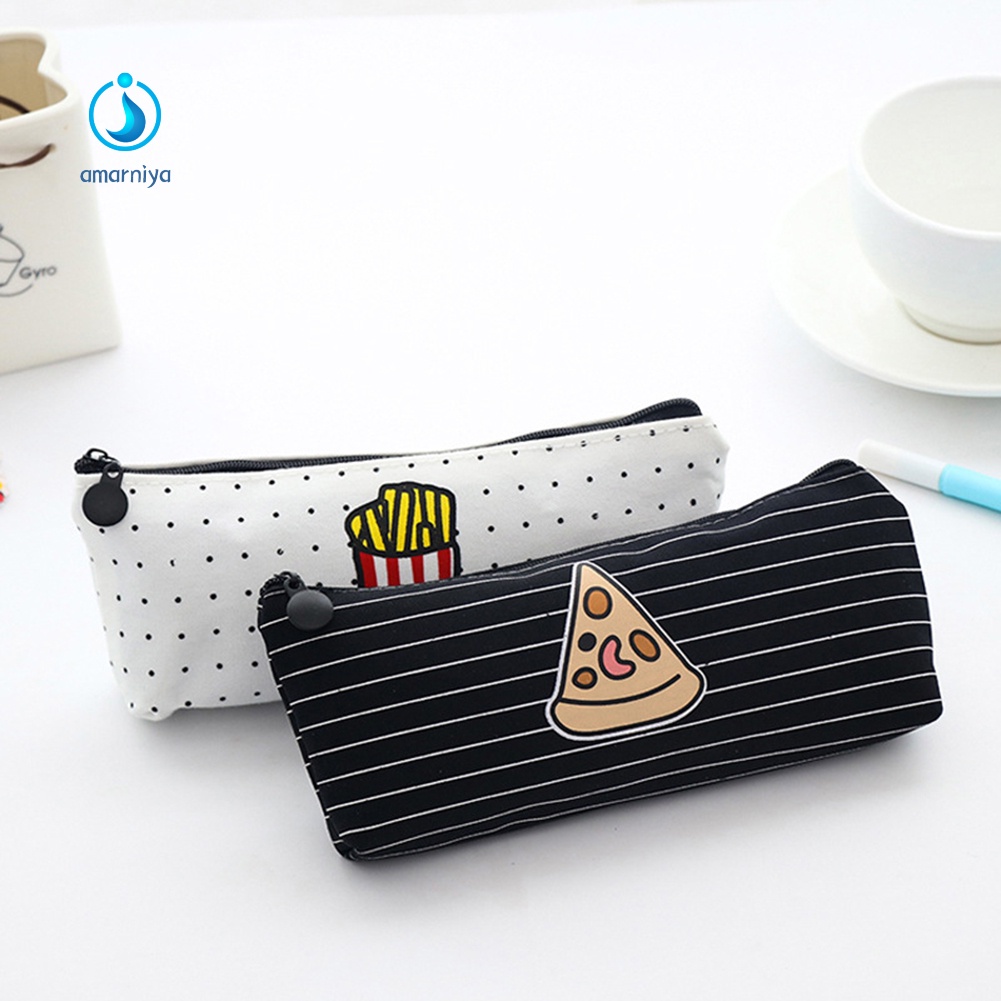 Túi Đựng Bút Bằng Vải Canvas Hình Thức Ăn Dễ Thương Sáng Tạo