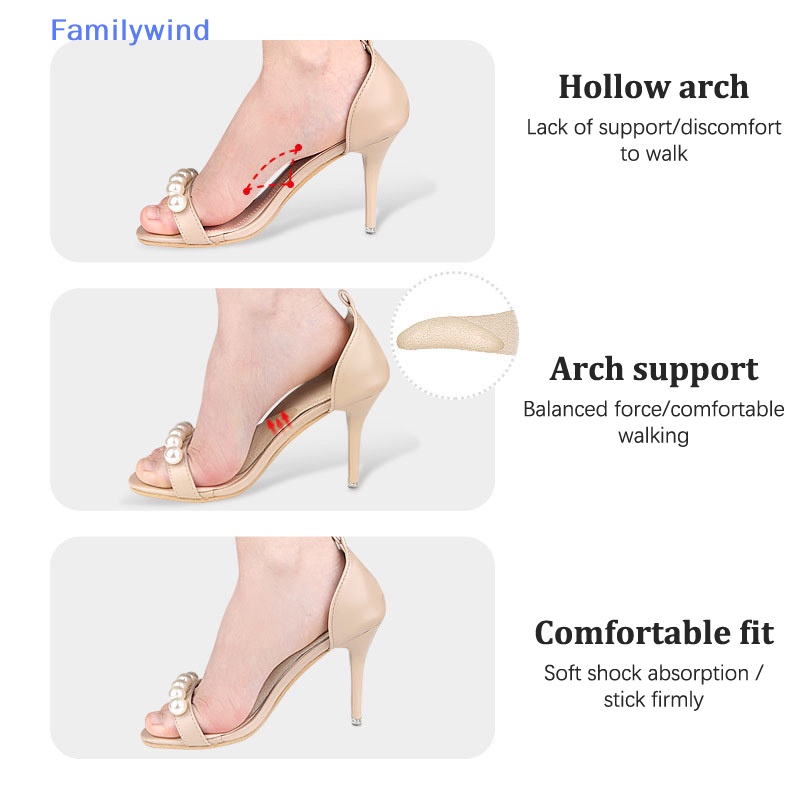 1 Cặp Đệm Lót Giày Cao Gót Dạng Vòm Tự Dính Thấm Hút Mồ Hôi Chống Trượt