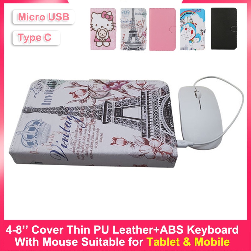 Bộ Bàn Phím + Chuột + Dây Da Di Động Cho Máy Tính Bảng 4.2-9inch Cho Realme Huawei Xiaomi Vivo Oppo Samsung Type-C / Micro-Usb