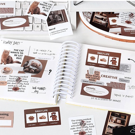 Set sticker PM; Retro Life trang trí sổ tay