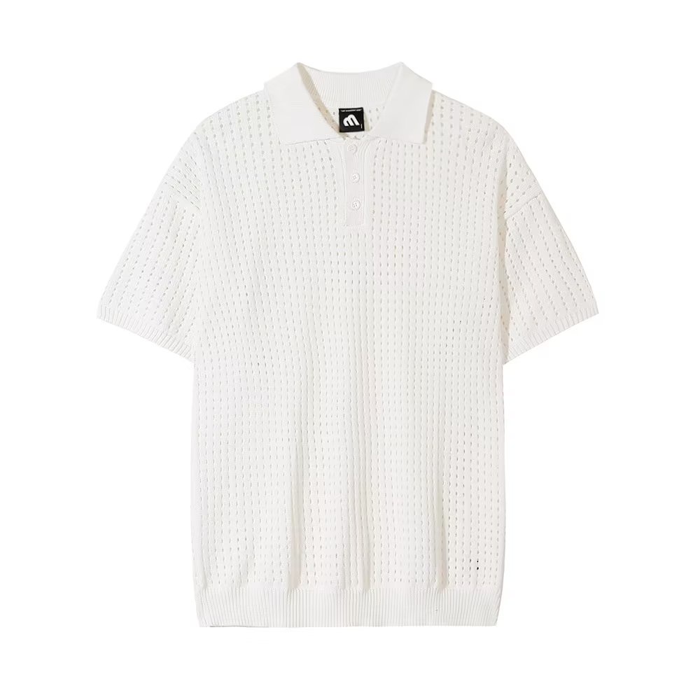 Áo Thun polo Dệt Kim Tay Ngắn Vải Lụa Lạnh Mỏng Thời Trang 2023 Cho Nam