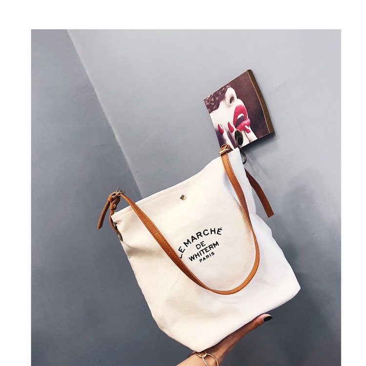 Túi Vải Canvas Đeo Vai In Chữ Thời Trang Dành Cho Nữ