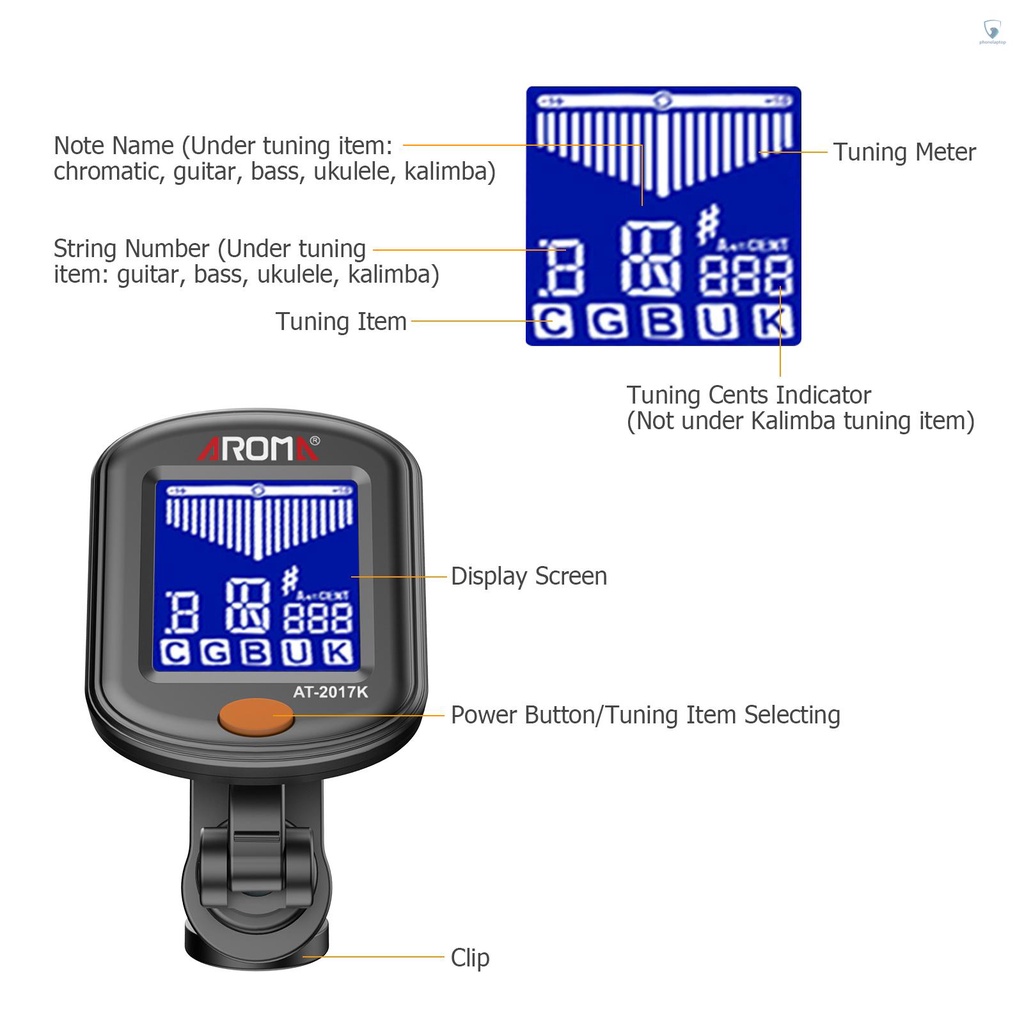Kẹp Chỉnh Tông Kỹ Thuật Số Mini Đa Năng Có Màn Hình LCD Cho Ghi Ta Bass Ukulele Kalimba