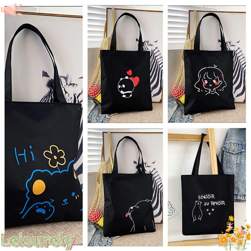 Túi Xách Tay Bằng Vải Canvas In Hình Dễ Thương Dành Cho Nữ