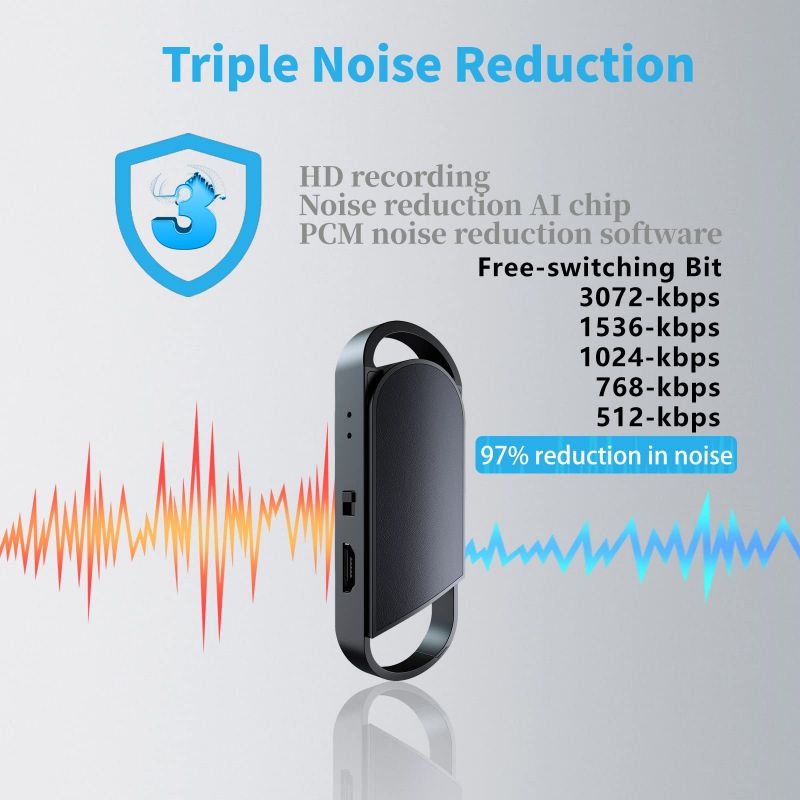 Bút Ghi Âm Giọng Nói MP3 32GB USB Kỹ Thuật Số Thông Minh Giảm Tiếng Ồn Có Móc Khóa