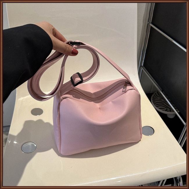 Túi Da Pu Đeo Chéo Màu Trơn Có Khóa Kéo Đơn Giản Hợp Thời Trang Cho Nữ