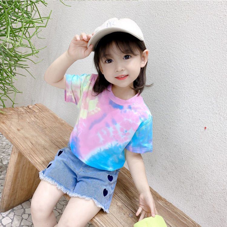 Áo Thun Ngắn Tay Cổ Tròn Nhuộm Màu Thời Trang Cho Nữ