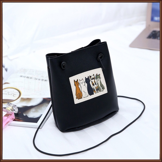 Túi Da PU Đeo Vai Hình Mèo Hoạt Hình Đáng Yêu