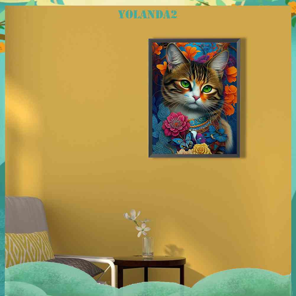 Tranh Đính Đá Kim Cương Toàn Bộ 5D DIY Hình Vẽ Mèo Trang Trí Nhà Cửa