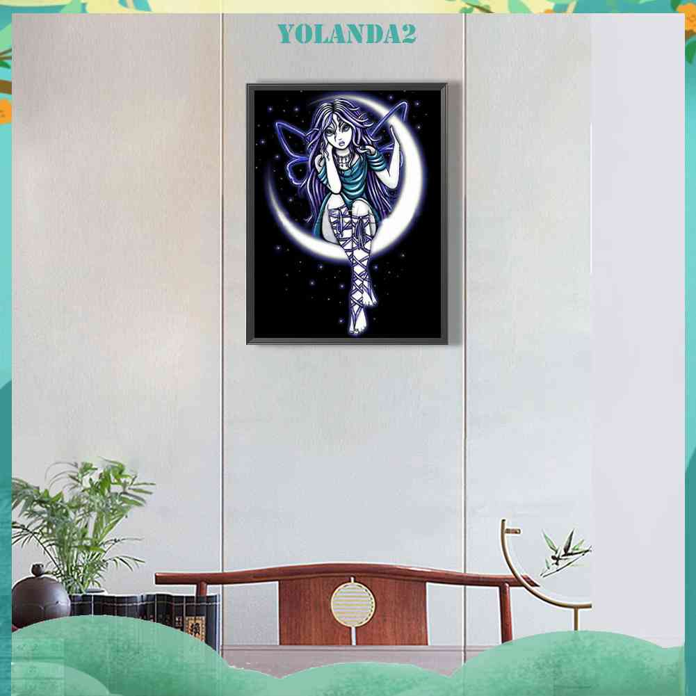 Bộ Tranh Đính Đá 5D Họa Tiết Mặt Trăng Độc Đáo DIY Dùng Trang Trí Nhà Cửa