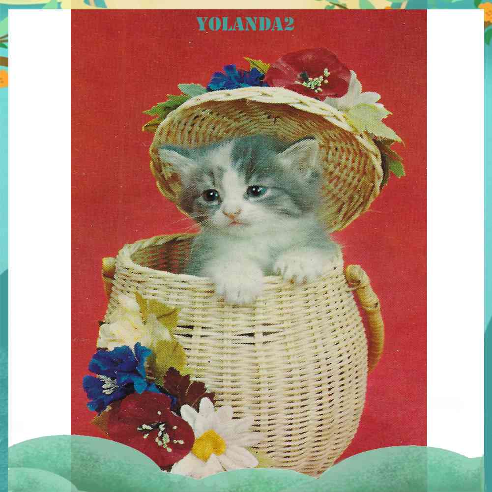 Tranh Đính Đá Kim Cương Toàn Bộ 5D DIY Hình Vẽ Mèo Trang Trí Nhà Cửa