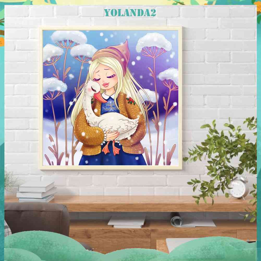 Tranh Đính Đá Kim Cương Toàn Bộ 5D DIY Hình Vẽ Cô Gái Trang Trí Nhà Cửa