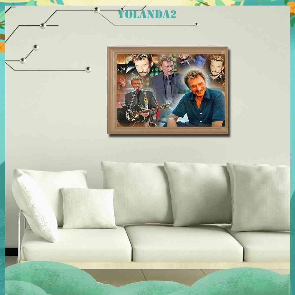 Bộ Tranh Đính Đá 5D Tự Làm Toàn Diện Họa Tiết Johnny Hallyday Trang Trí Nhà Cửa