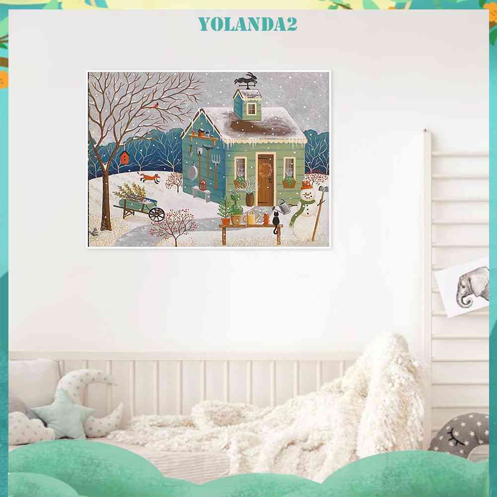 Bộ Tranh Đính Đá 5D DIY Hình Ngôi Nhà Tuyết Phủ Toàn Diện